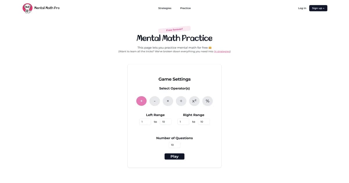 Mental Math Speed Test